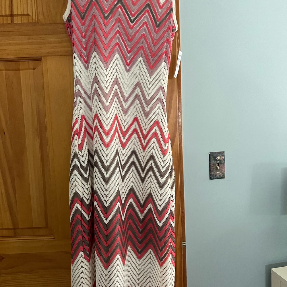 Multicolor, zigzag, sleeveless, body hugging, long dress for spring and summer